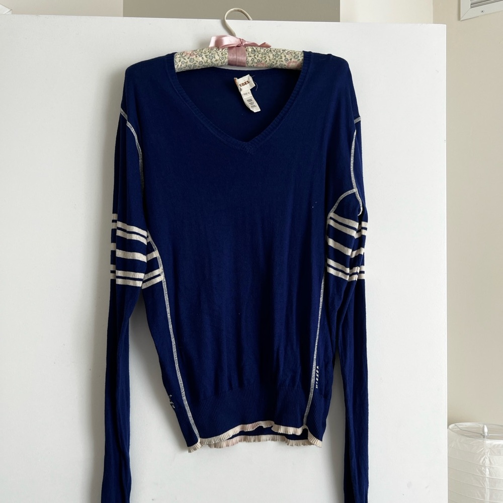 Diesel Dark Blue Long Sleeve V-Neck Top